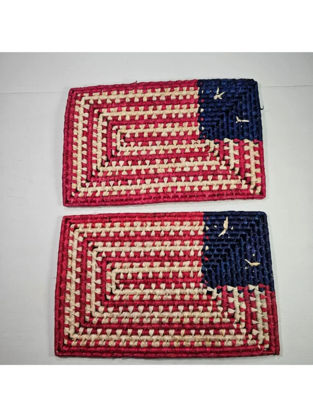 Set of 2 Wicker American Flag Placemats Red White & Blue 18